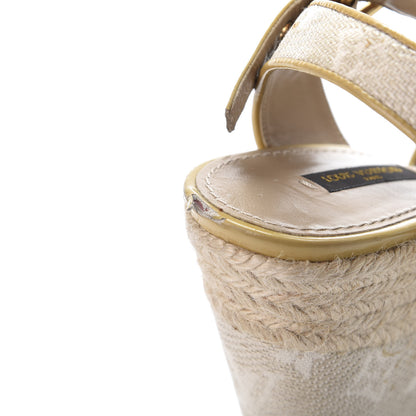 Louis Vuitton Canvas Monogram Nil Espadrille Wedge Sandals 38 Beige 11 of 13
