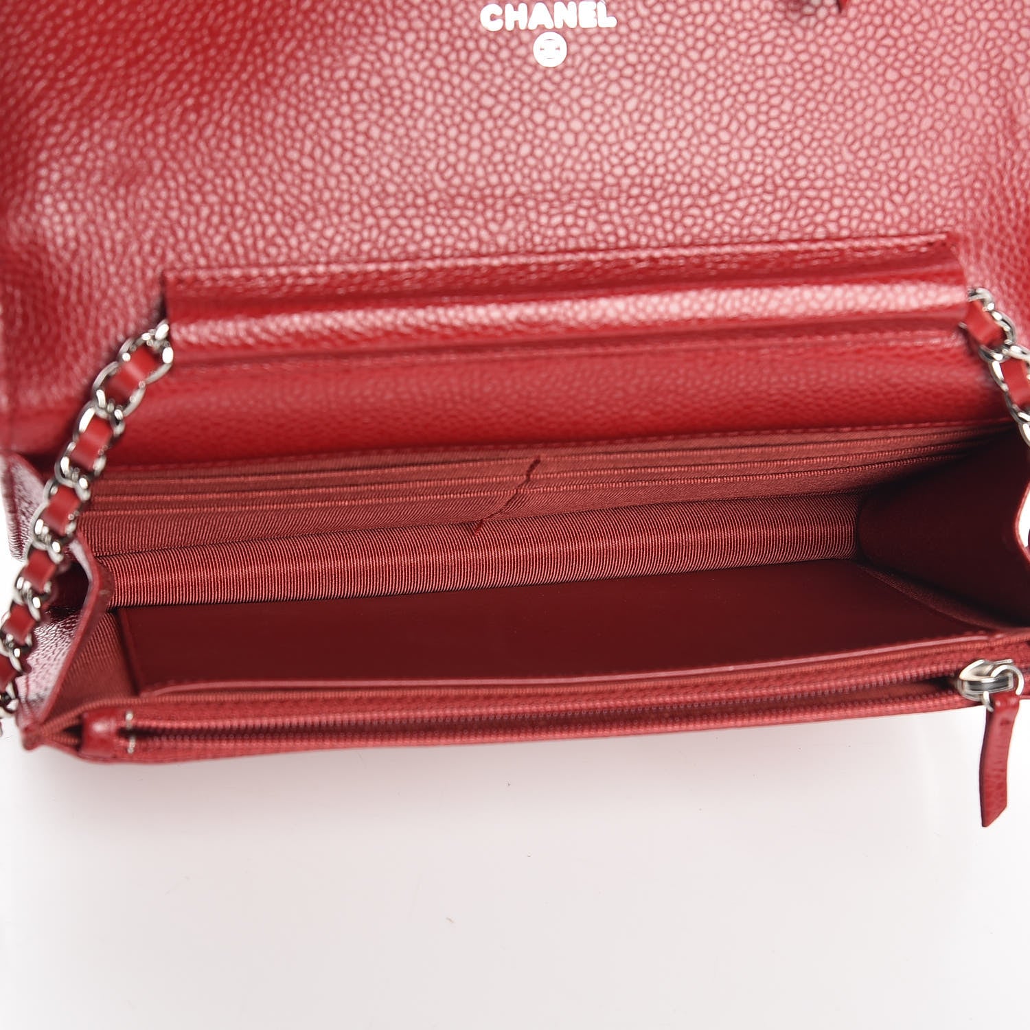 Chanel Caviar Quilted Wallet on Chain WOC Red 5 of 9