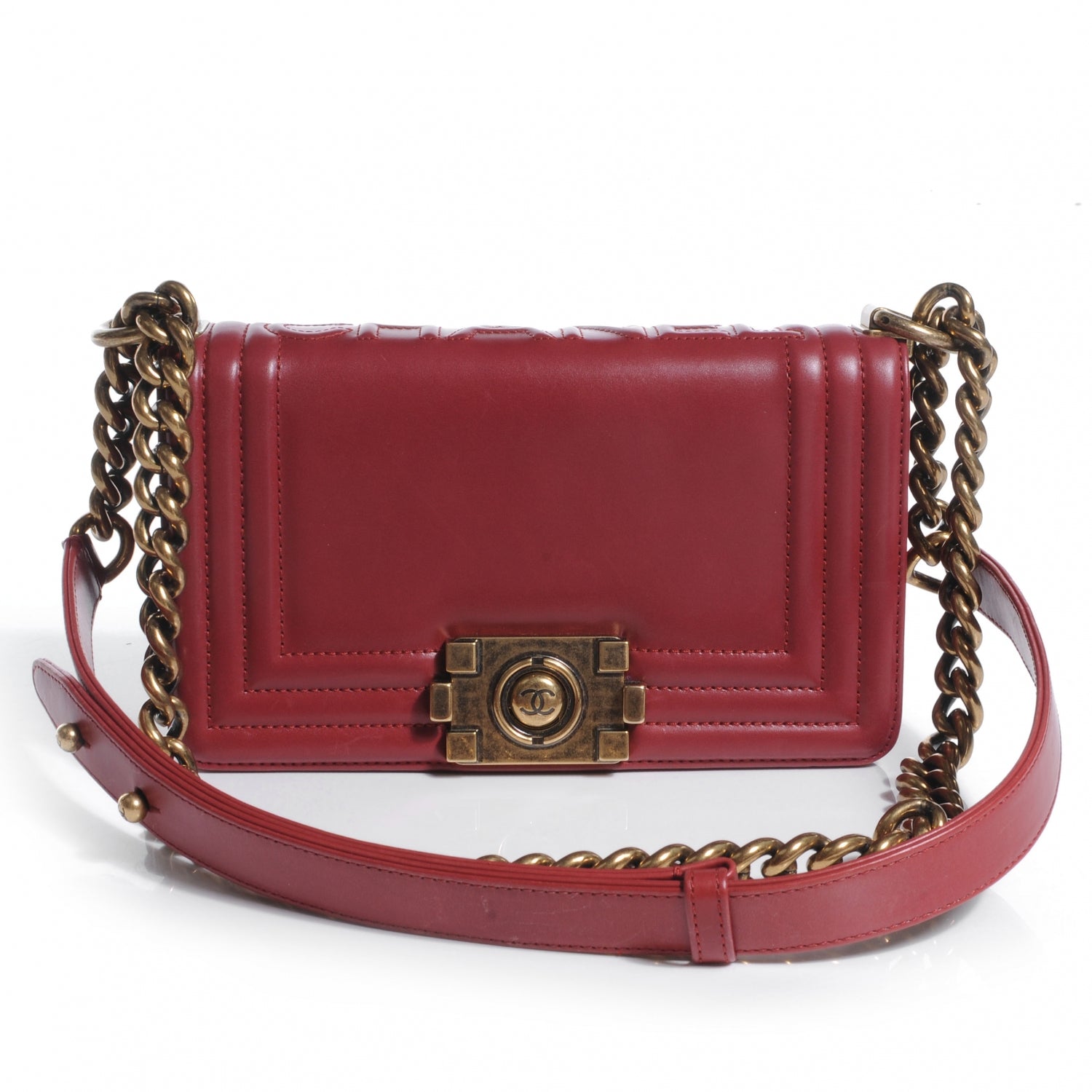 Chanel Glazed Calfskin Small Boy Flap Red 1 of 7