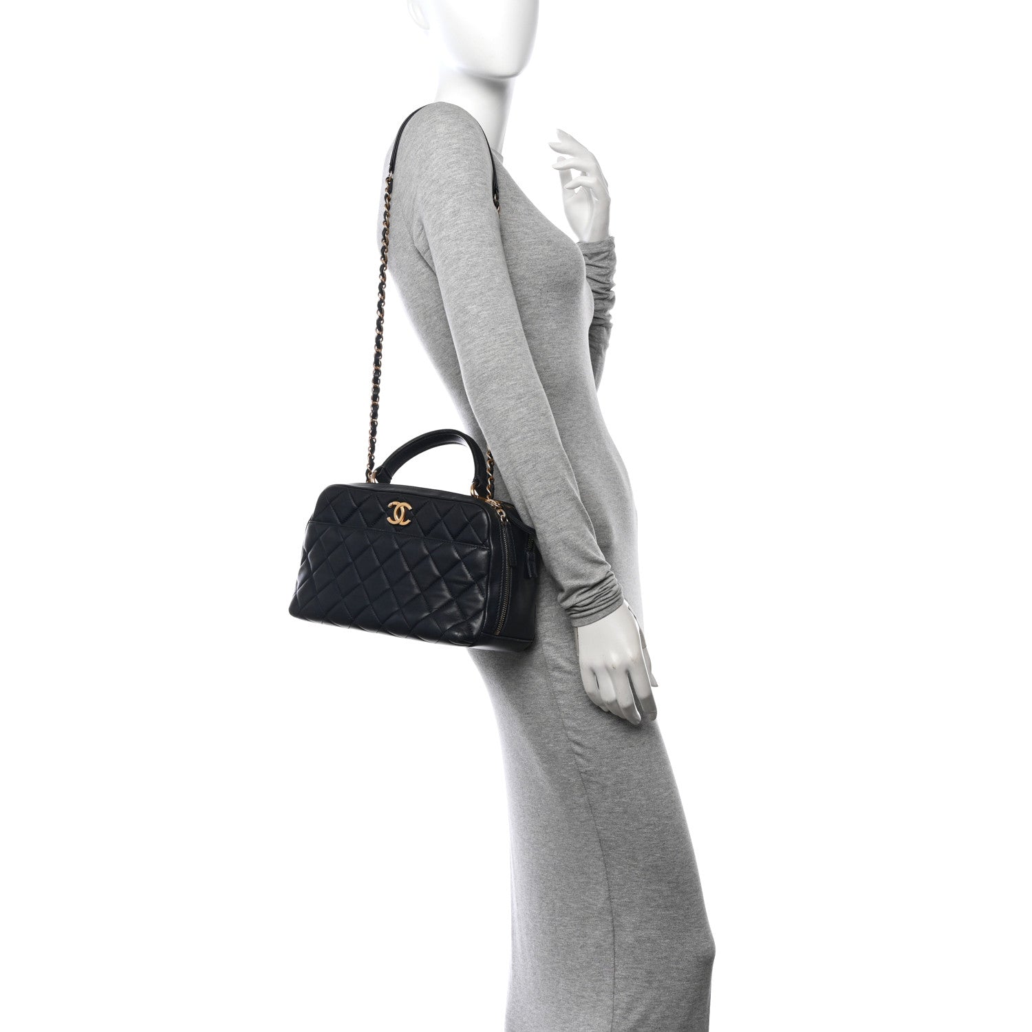 Chanel Lambskin Quilted Medium Trendy CC Bowling Bag Navy 2 of 16