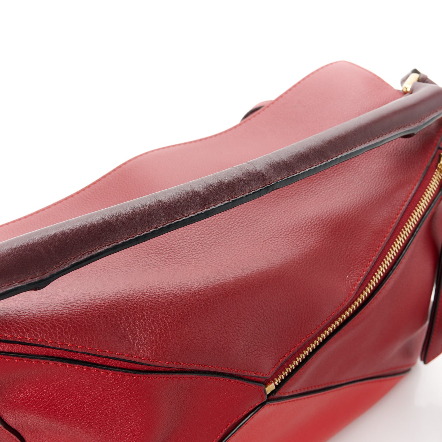 Calfskin Colorblock Medium Puzzle Bag Red