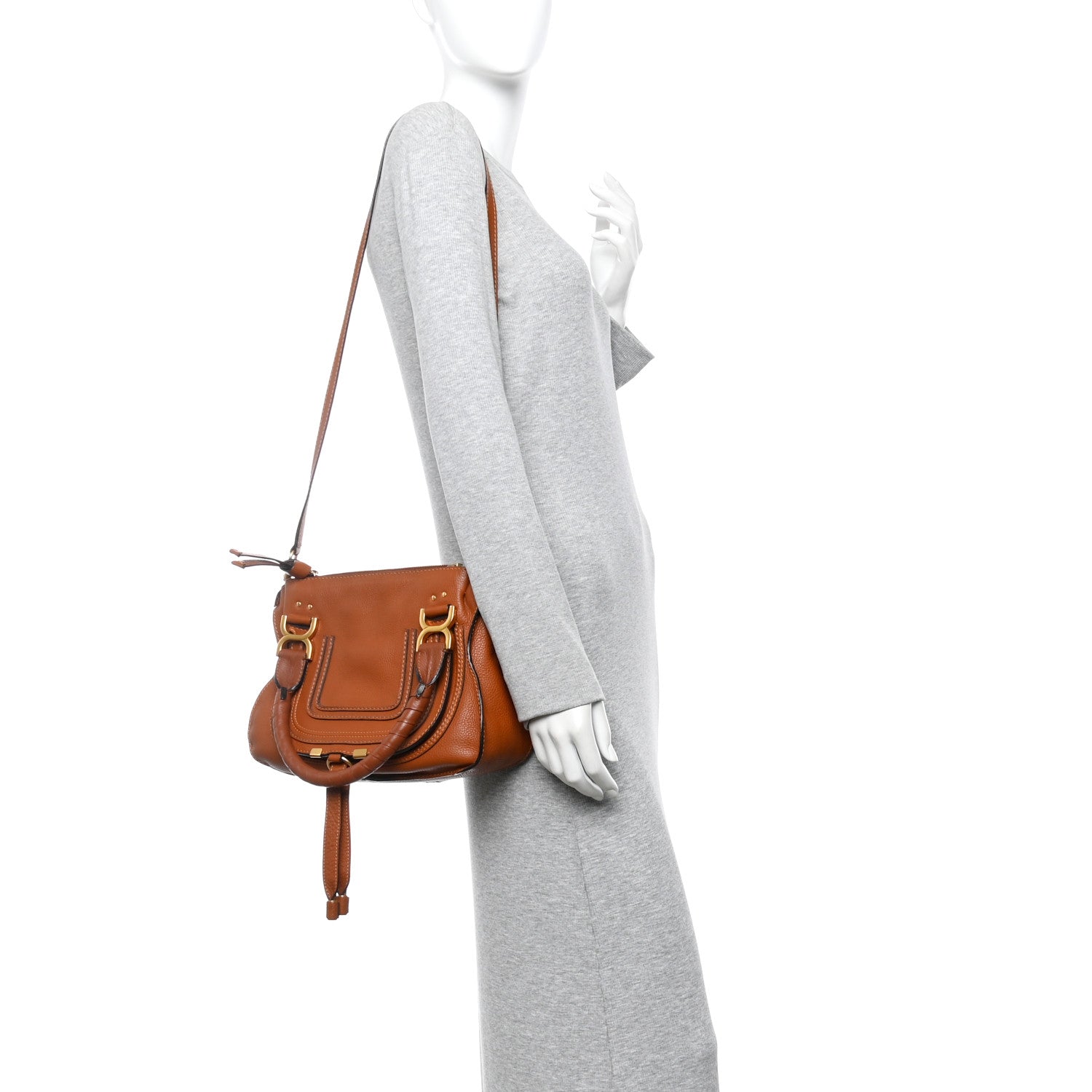 Chloe Calfskin Small Marcie Satchel Tan 2 of 13