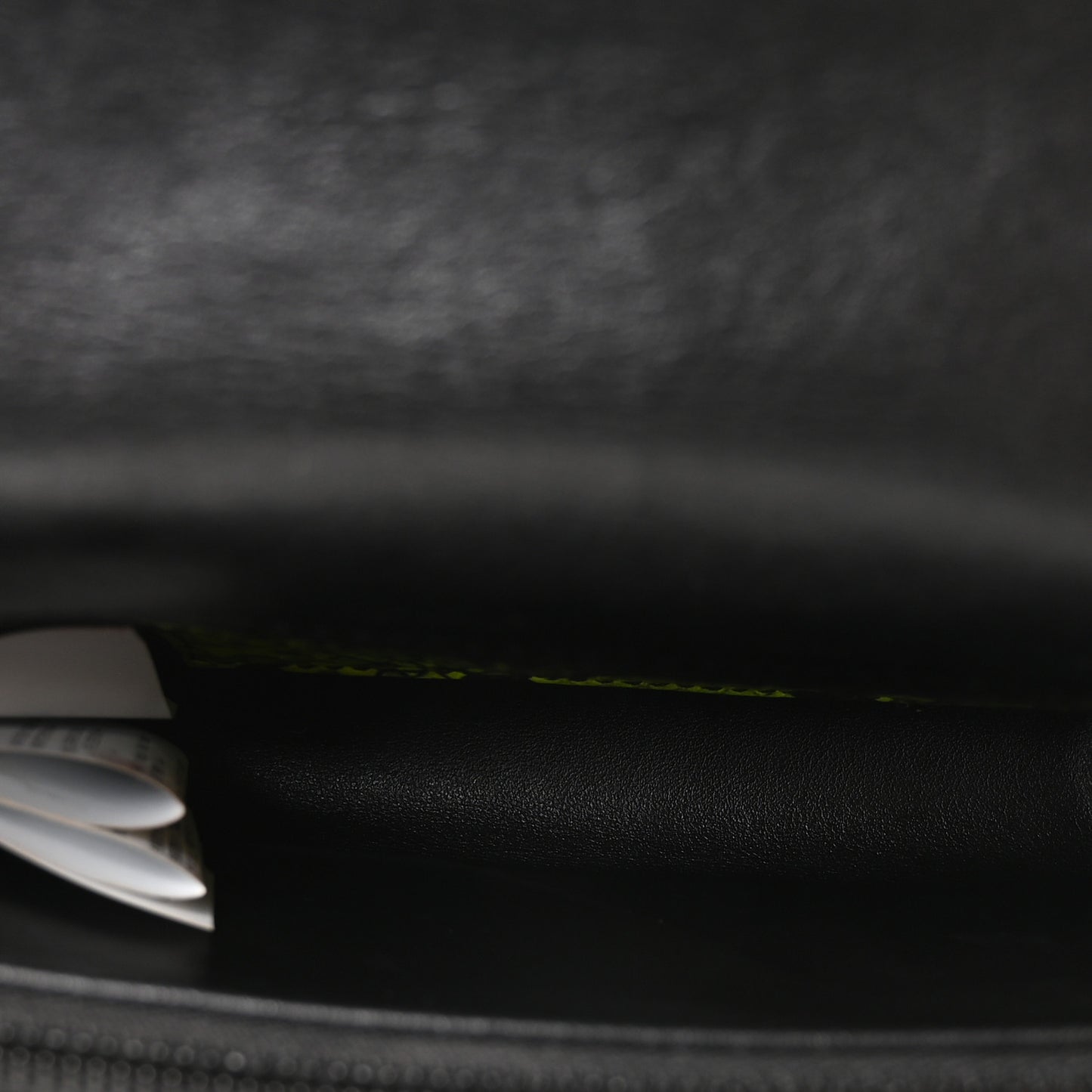 Calfskin Python Embossed Binder Flap Bag Fluo Yellow Black