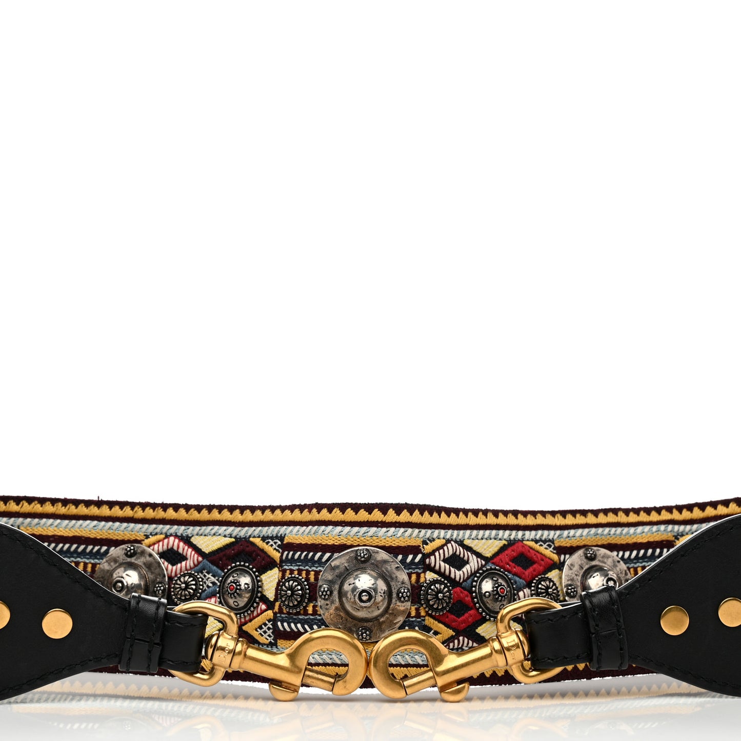 Canvas Embroidered Studded Bohemian Shoulder Strap Yellow