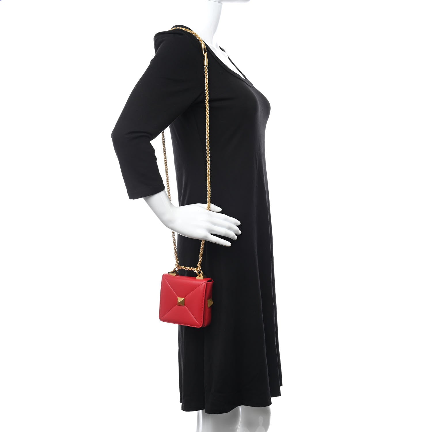 Valentino Garavani Nappa Mini Roman Stud Chain Bag Rouge Pur 2 of 7