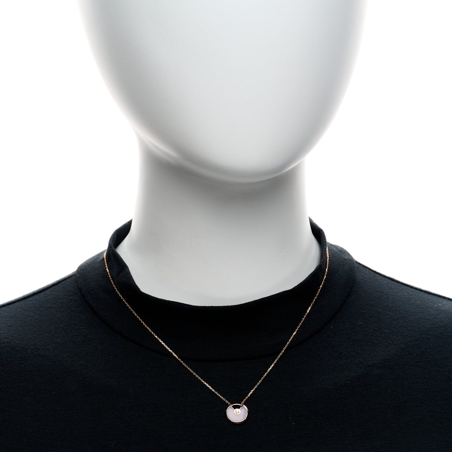 18K Pink Gold Diamond Pink Opal XS Amulette de Cartier Pendant Necklace