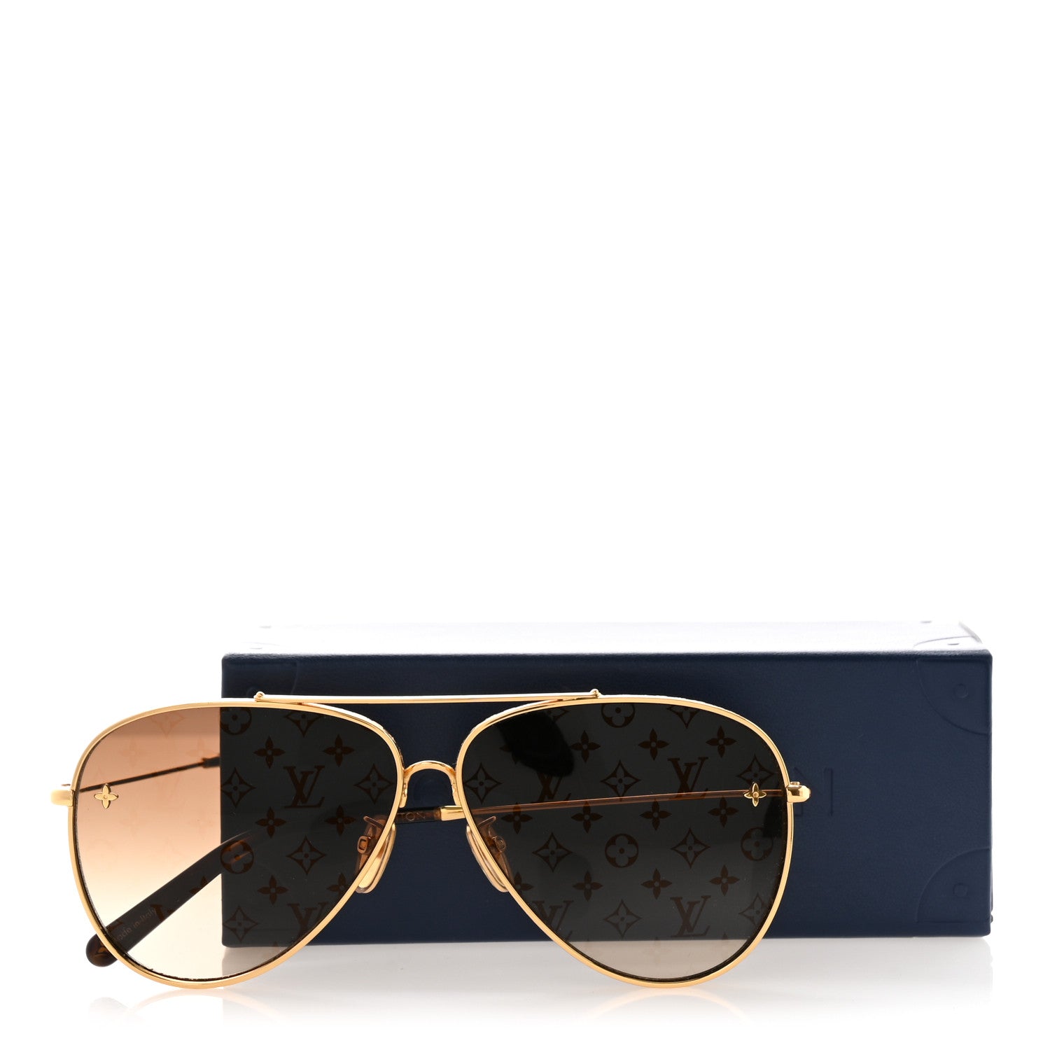 Louis Vuitton Metal The LV Pilot Sunglasses Z1620U Gradient Brown Monogram 12 of 12