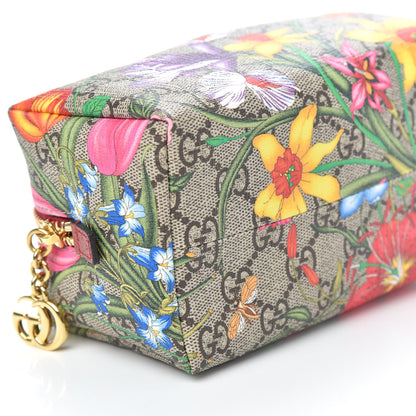 Gucci Soft GG Supreme Monogram Flora Calfskin Medium Ophidia Cosmetic Case Beige Ebony Multicolor Rosso 9 of 10