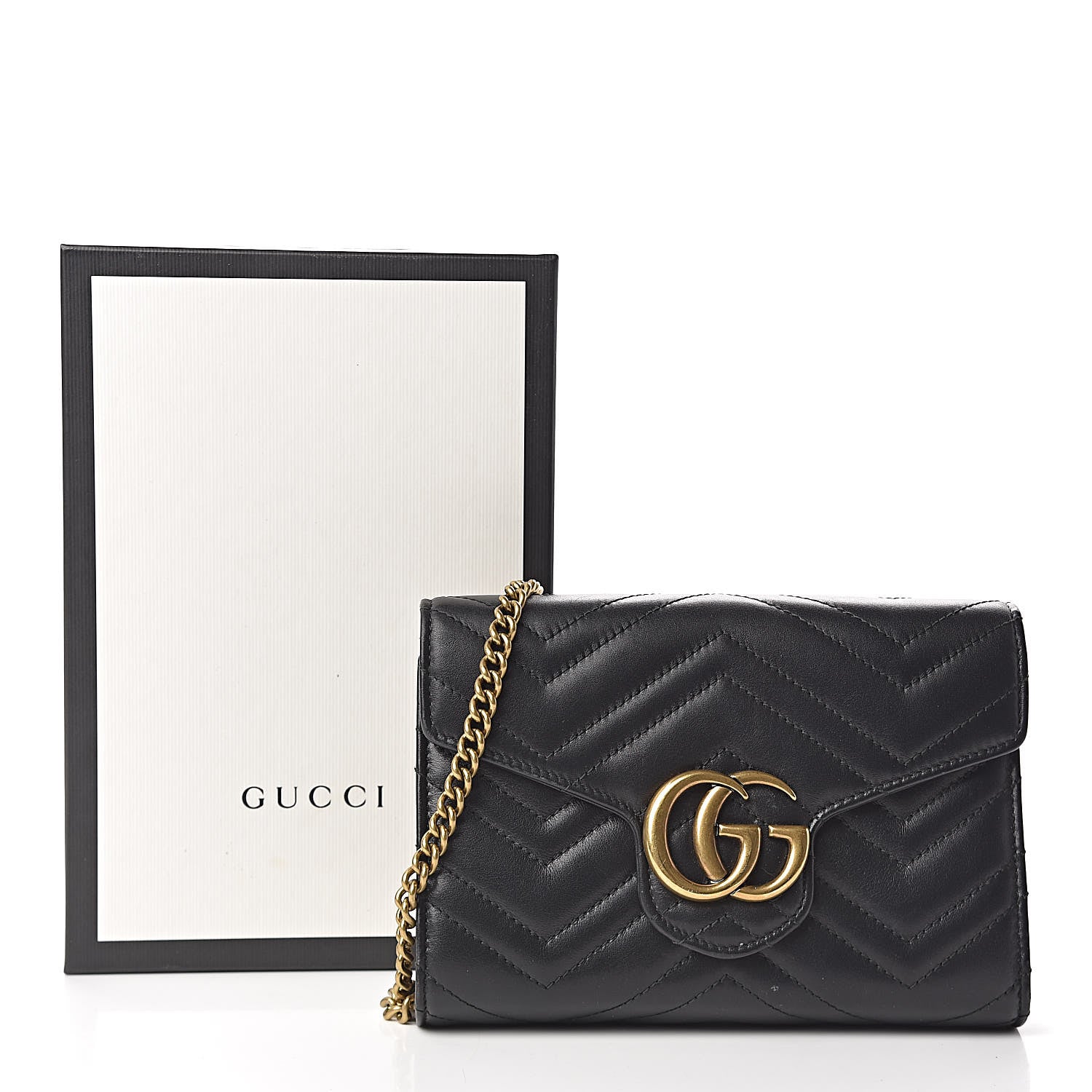 Gucci Calfskin Matelasse GG Marmont Chain Wallet Black 11 of 11