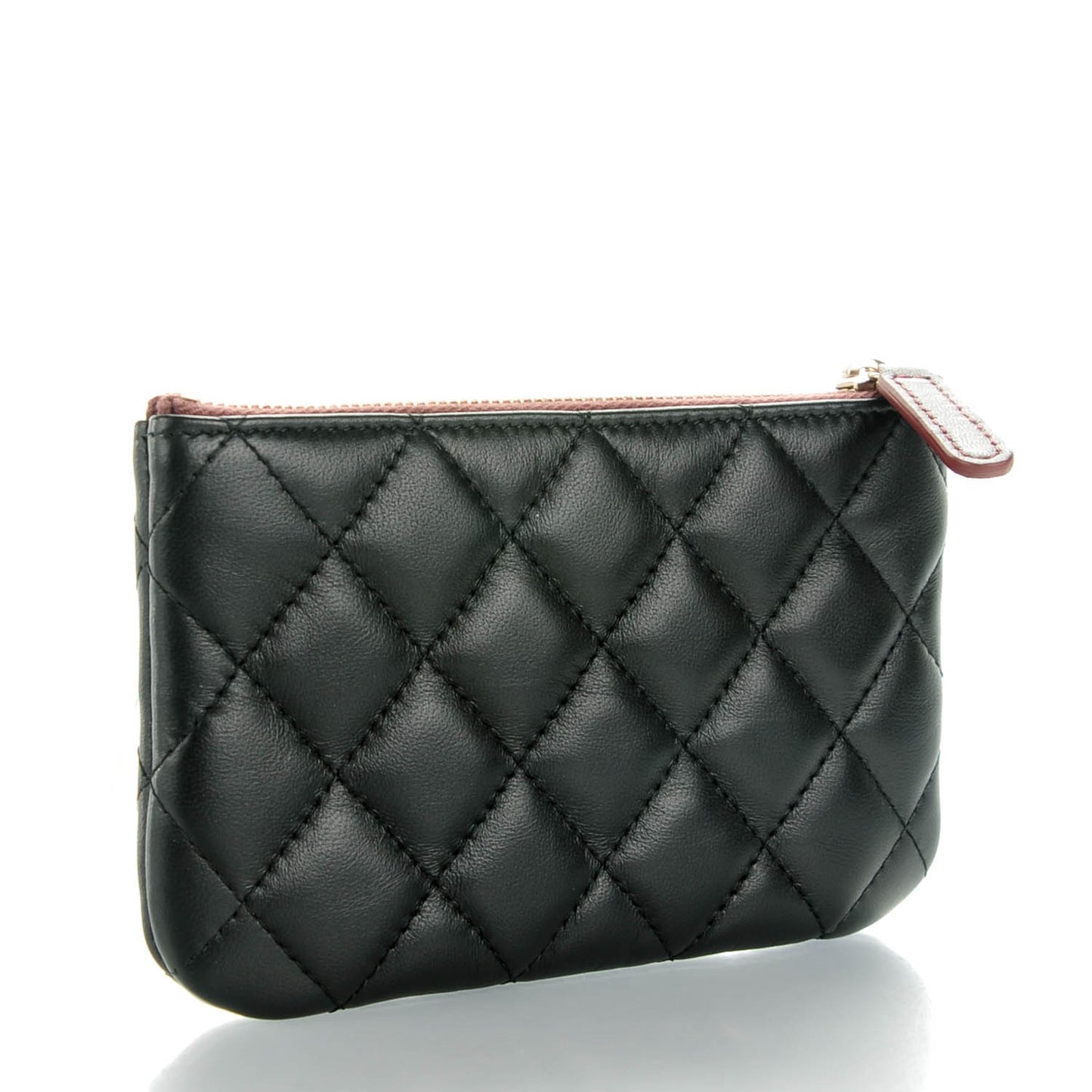 Lambskin Quilted Small Cosmetic Case Black