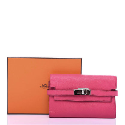 Hermes Chevre Mysore Medium Kelly Wallet Rose Shocking 7 of 7