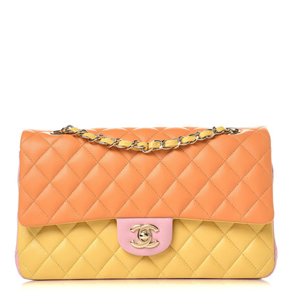Chanel Lambskin Quilted Tri-Color Medium Double Flap Orange 1 of 9