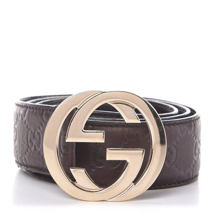 Gucci Guccissima Signature Interlocking G 40mm Belt 80 32 Dark Brown 1 of 13