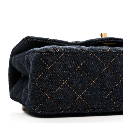 Chanel Denim Quilted Mini Rectangular Flap Dark Blue 9 of 10