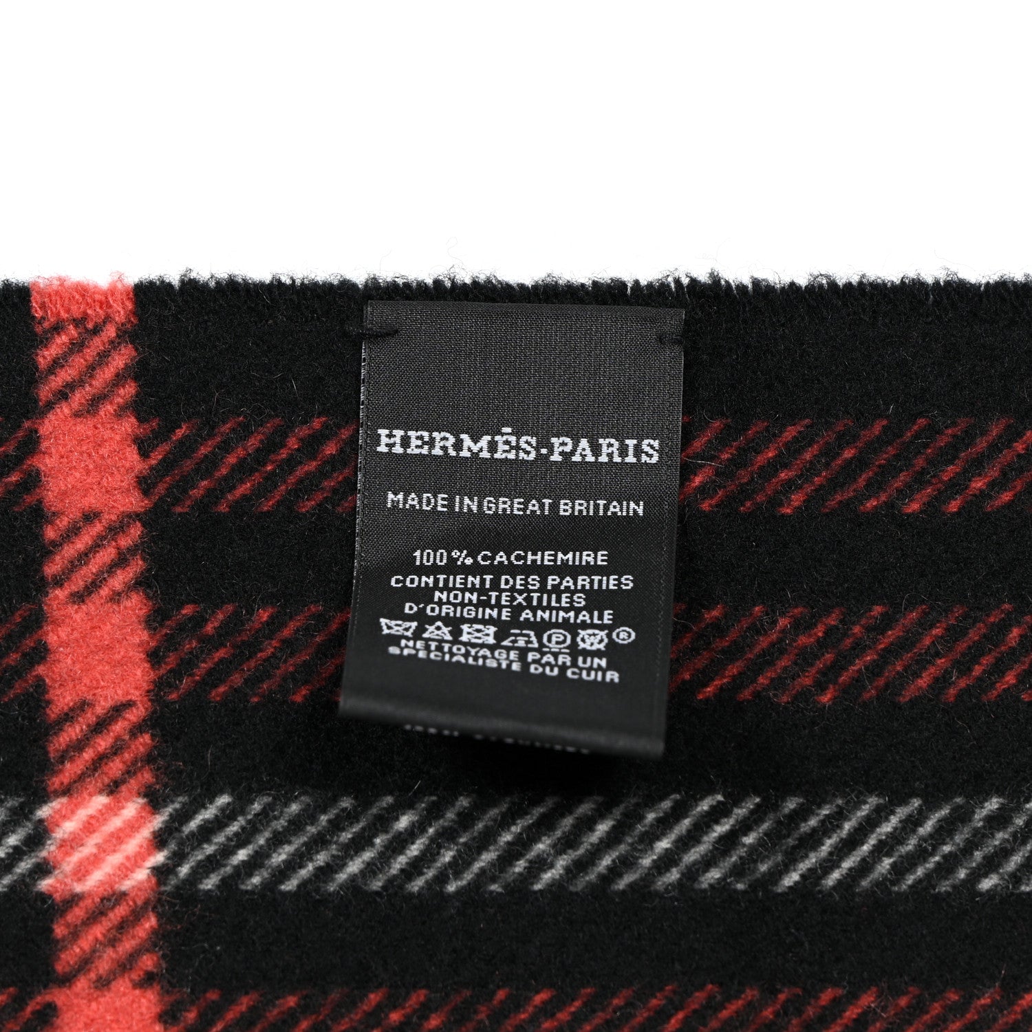 Hermes Cashmere Plaid Fringe Muffler 4 of 4