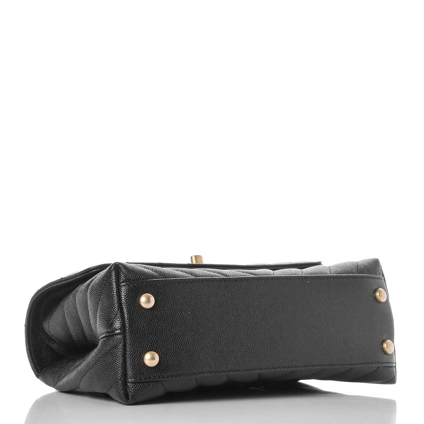 Caviar Chevron Quilted Mini Coco Handle Flap Black