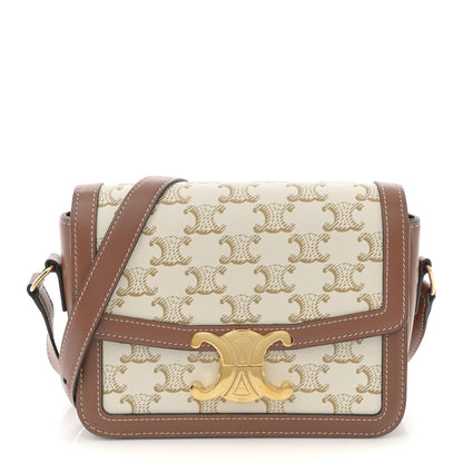 Celine Calfskin Triomphe Canvas Teen Triomphe Bag White 1 of 10