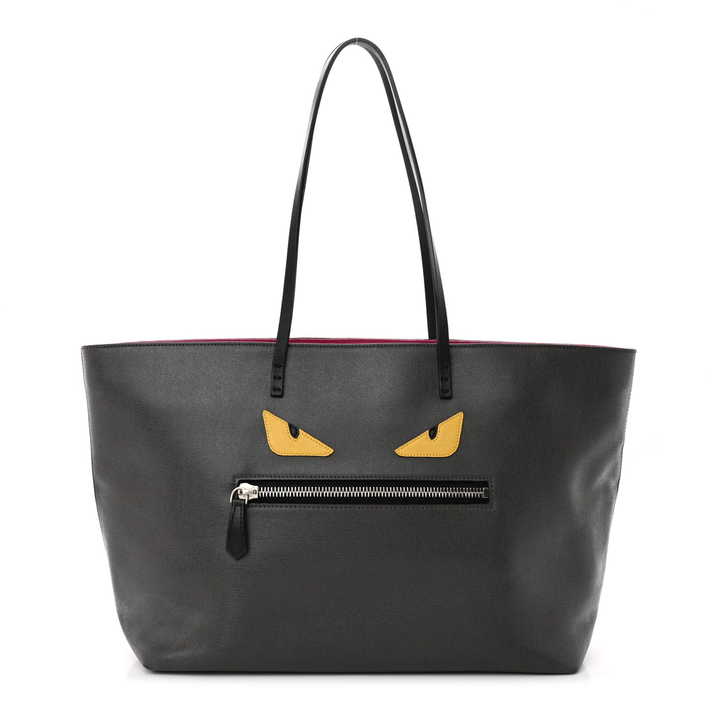 Vitello Elite Cuoio Monster Buggies Medium Roll Tote Carbone Black Multicolor Magenta