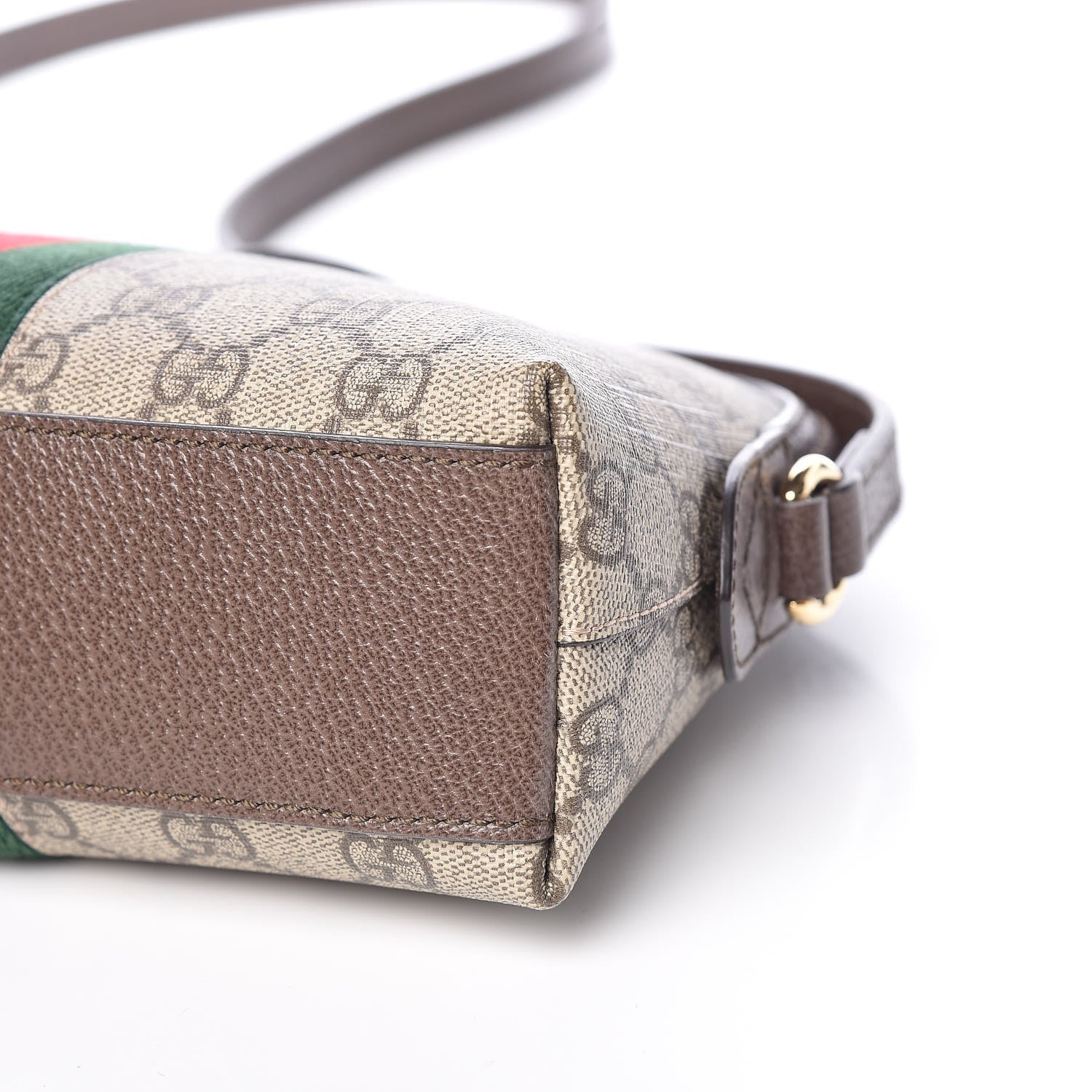 Gucci GG Supreme Monogram Textured Dollar Calfskin Web Small Ophidia Dome Shoulder Bag Beige Ebony New Acero 9 of 9