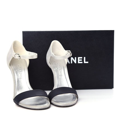 Chanel Metallic Lambskin CC Sandal 36 Silver Black 11 of 12