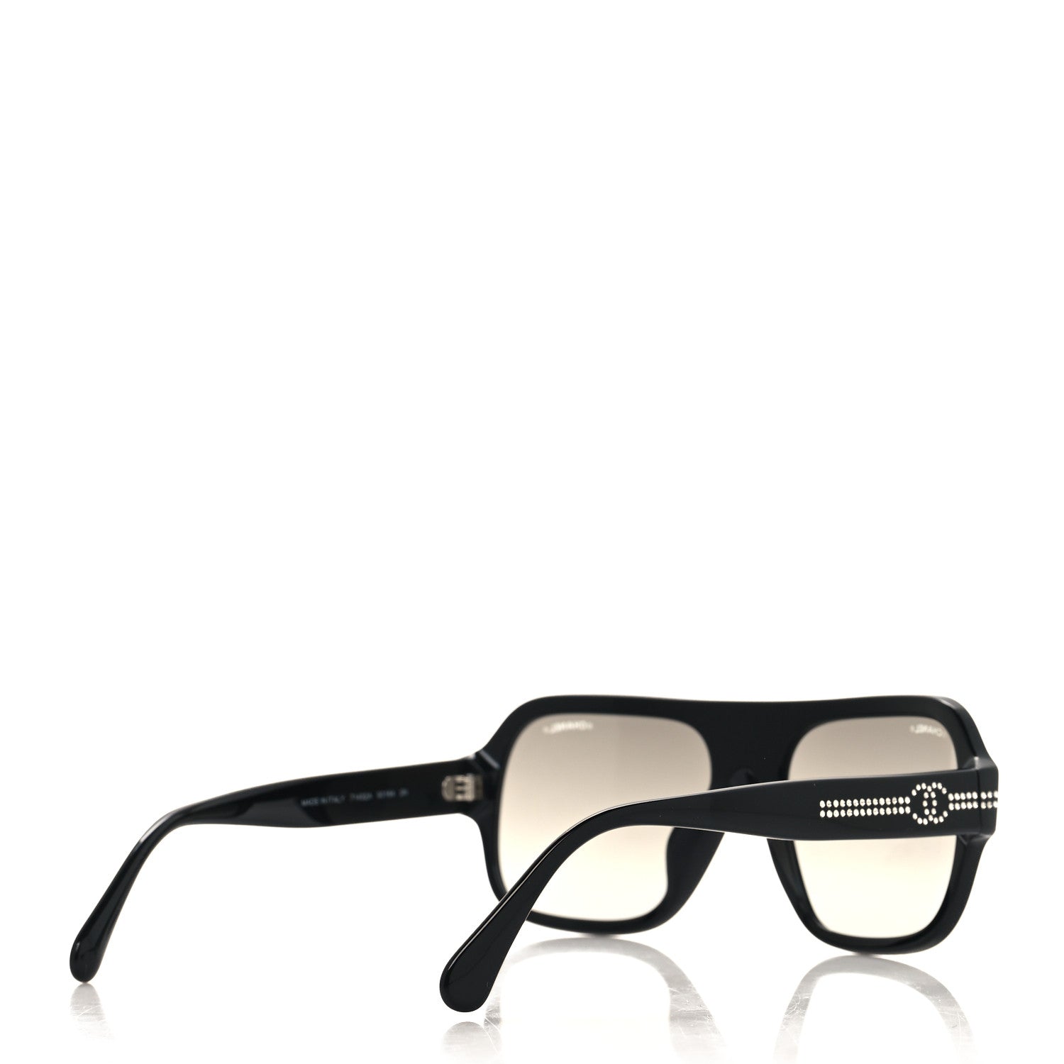 Chanel Acetate Crystal CC Shield Sunglasses 71432A Black Silver 4 of 8