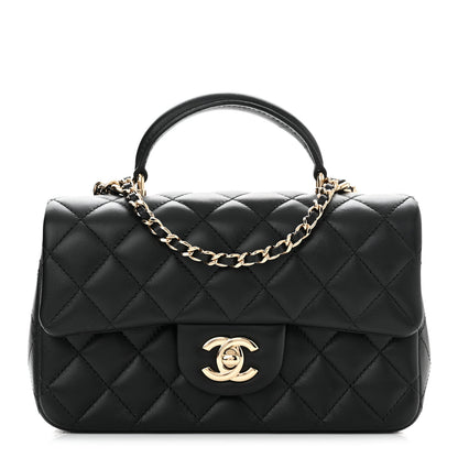 Chanel Lambskin Quilted Mini Top Handle Rectangular Flap Black 1 of 11