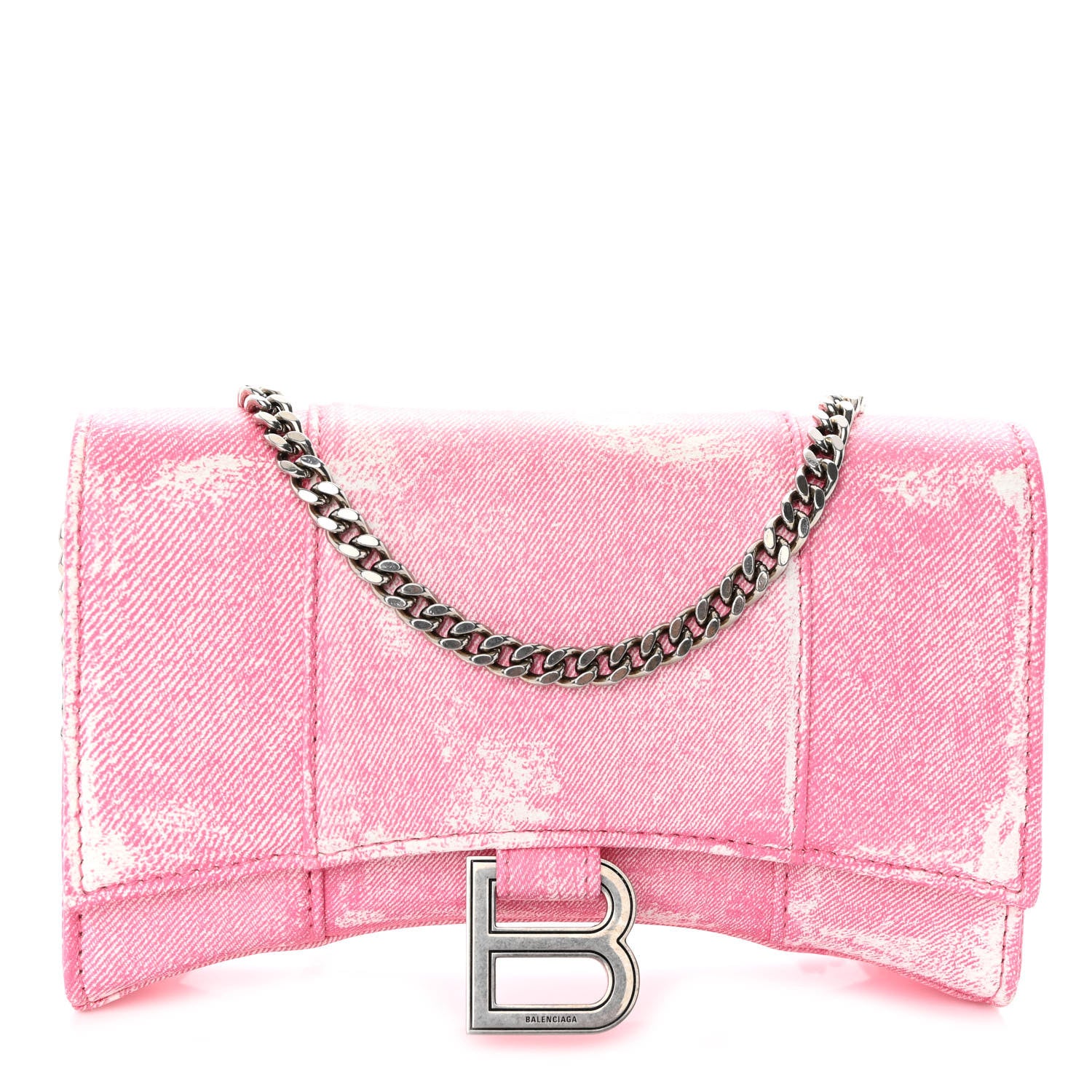 Balenciaga Nappa Denim Printed Hourglass Chain Bag Denim Pink 1 of 9