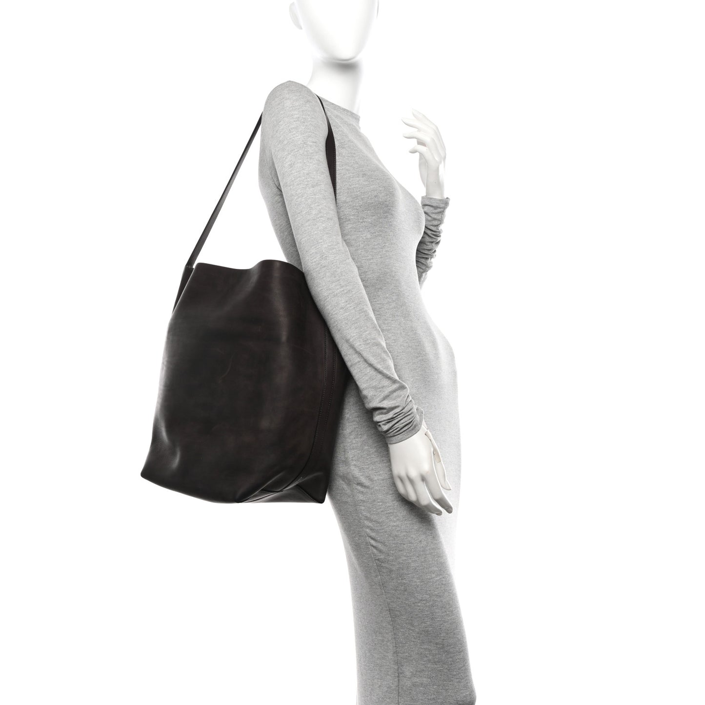 Polished Saddle Calfskin Large N/S Park Belt Bag Dark Brown