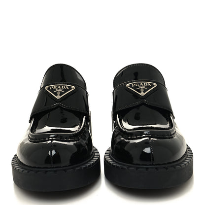 Prada Vernice Triangle 50mm Loafers 38 Black 2 of 9