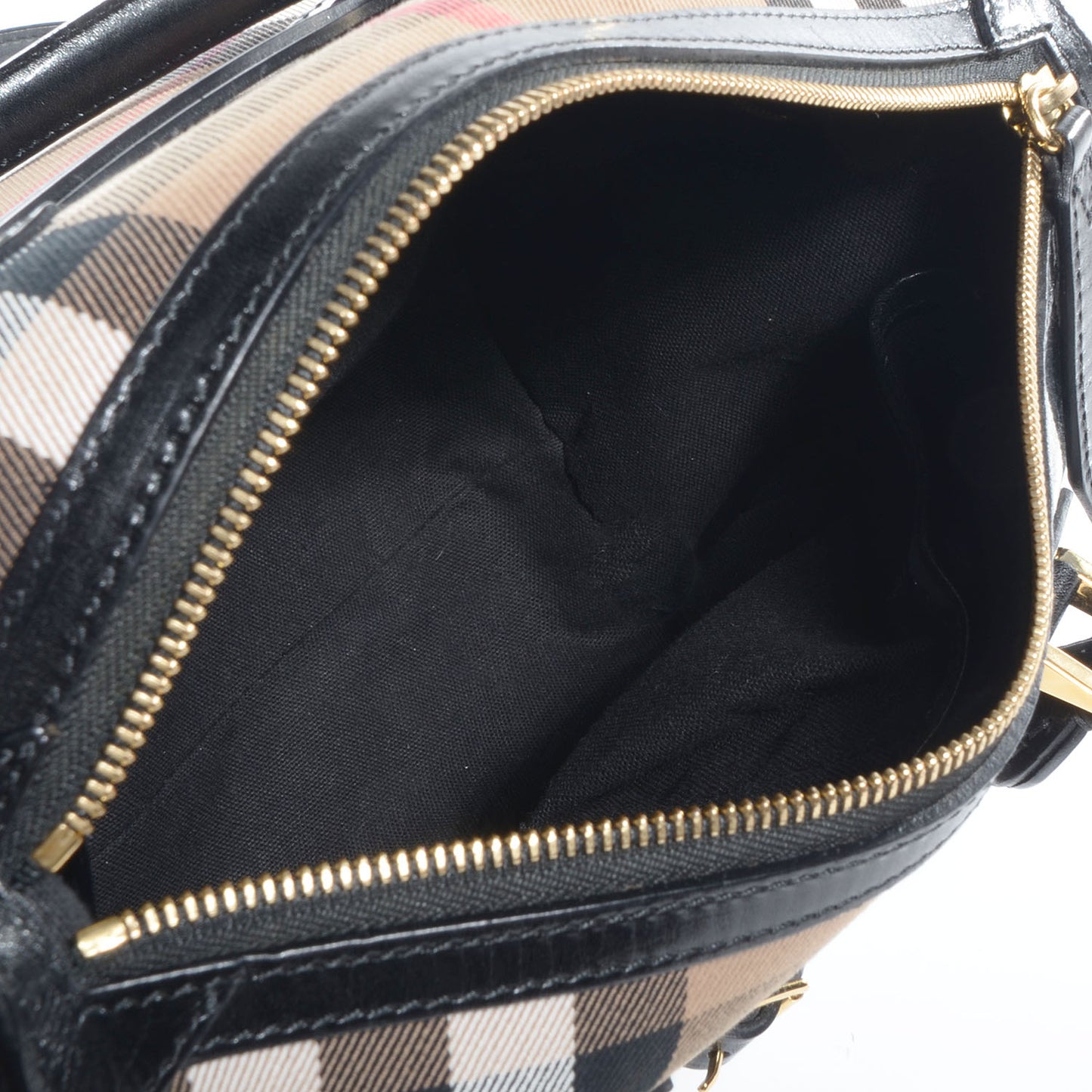 House Check Bridle Calfskin Medium Bowling Bag Black