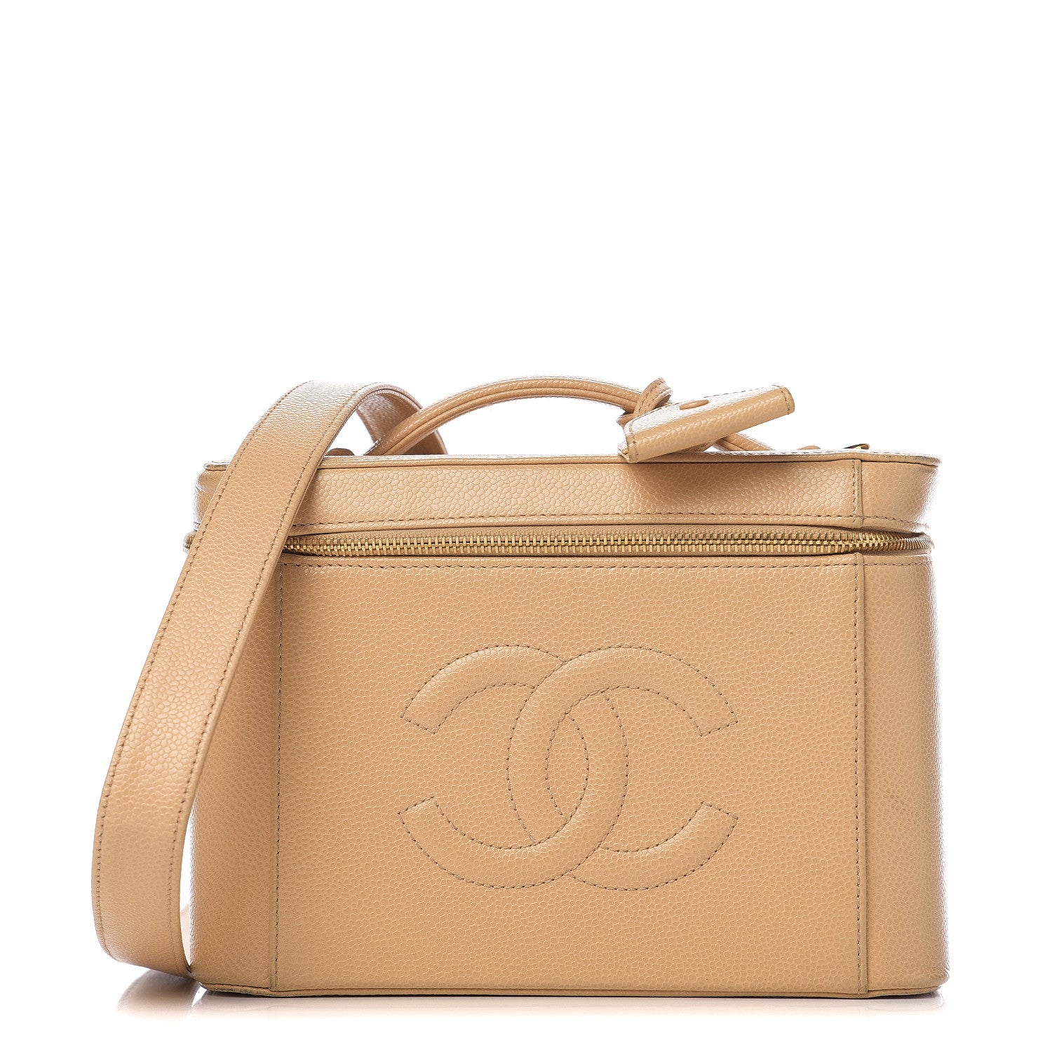 Chanel Caviar CC Vanity Train Case Beige 1 of 21