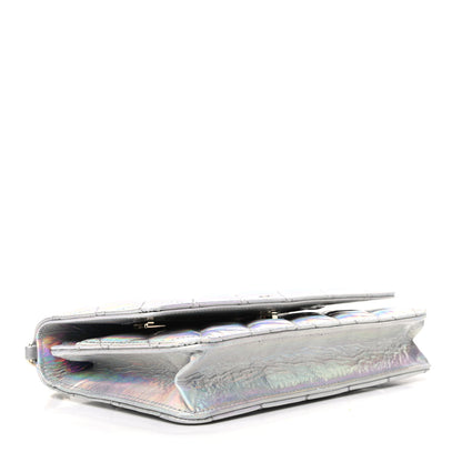 Chanel Iridescent Goatskin Quilted Wallet On Chain WOC Silver 4 of 10