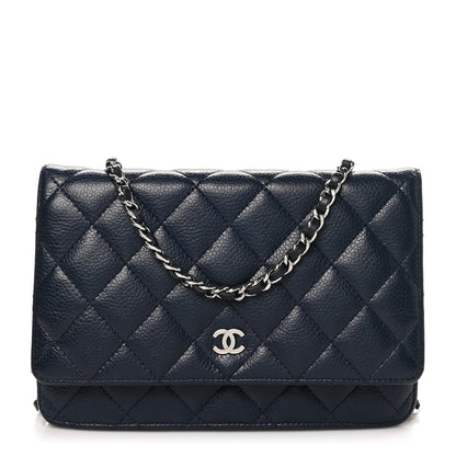 Chanel Caviar Quilted Wallet on Chain WOC Navy Blue 1 of 13