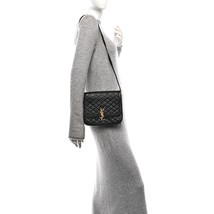 Saint Laurent Lambskin Quilted Monogram Medium Solferino Satchel Black 2 of 12