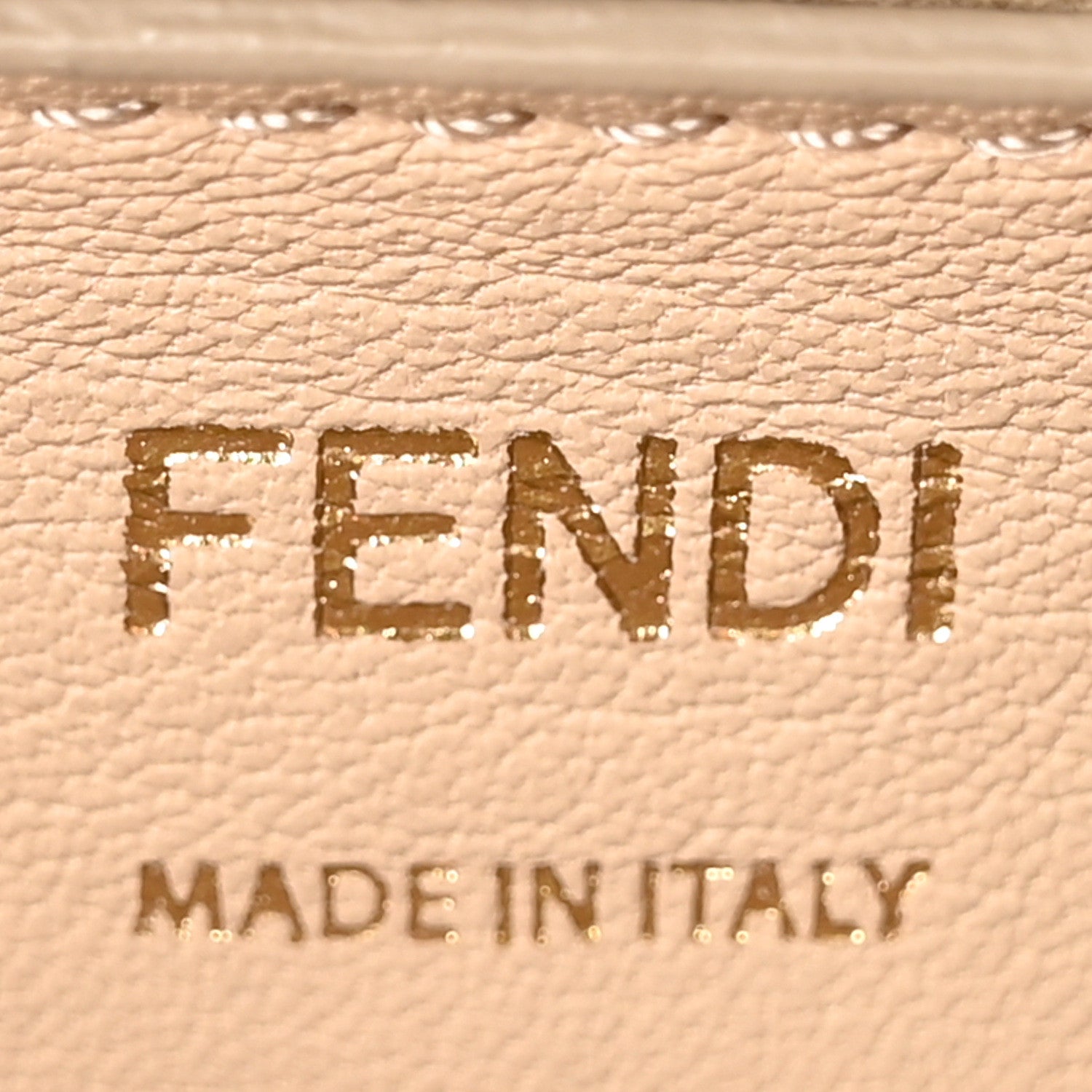 Fendi Vitello Liberty Bi-Color FF 1974 Embossed Small Kan I Shoulder Bag Camelia Mandorlo 6 of 10