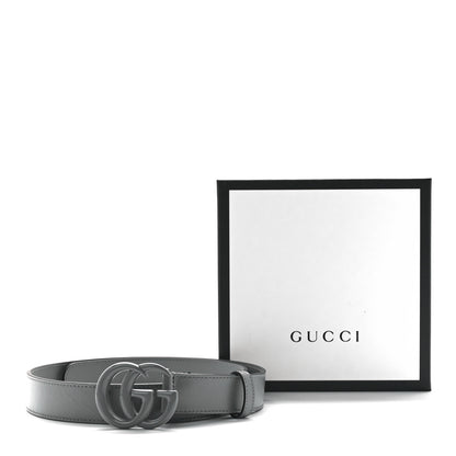 Gucci Azalea Calfskin Enamel Monochrome Double G 30mm Belt 80 32 Deep Grey 5 of 5