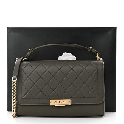 Chanel Grained Calfskin Quilted Medium Label Click Flap Bag Khaki 11 of 11