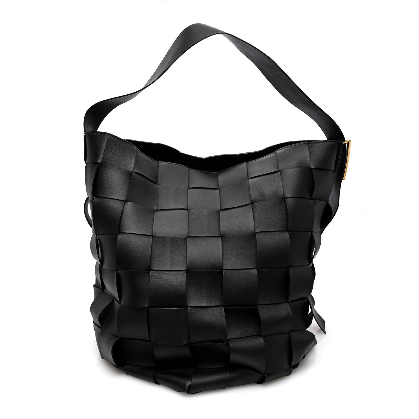 Nappa Maxi Intreccio Large Shoulder Bag Black