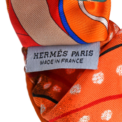 Hermes Silk Patchwork Claudia Scrunchie Orange Fruite 3 of 4