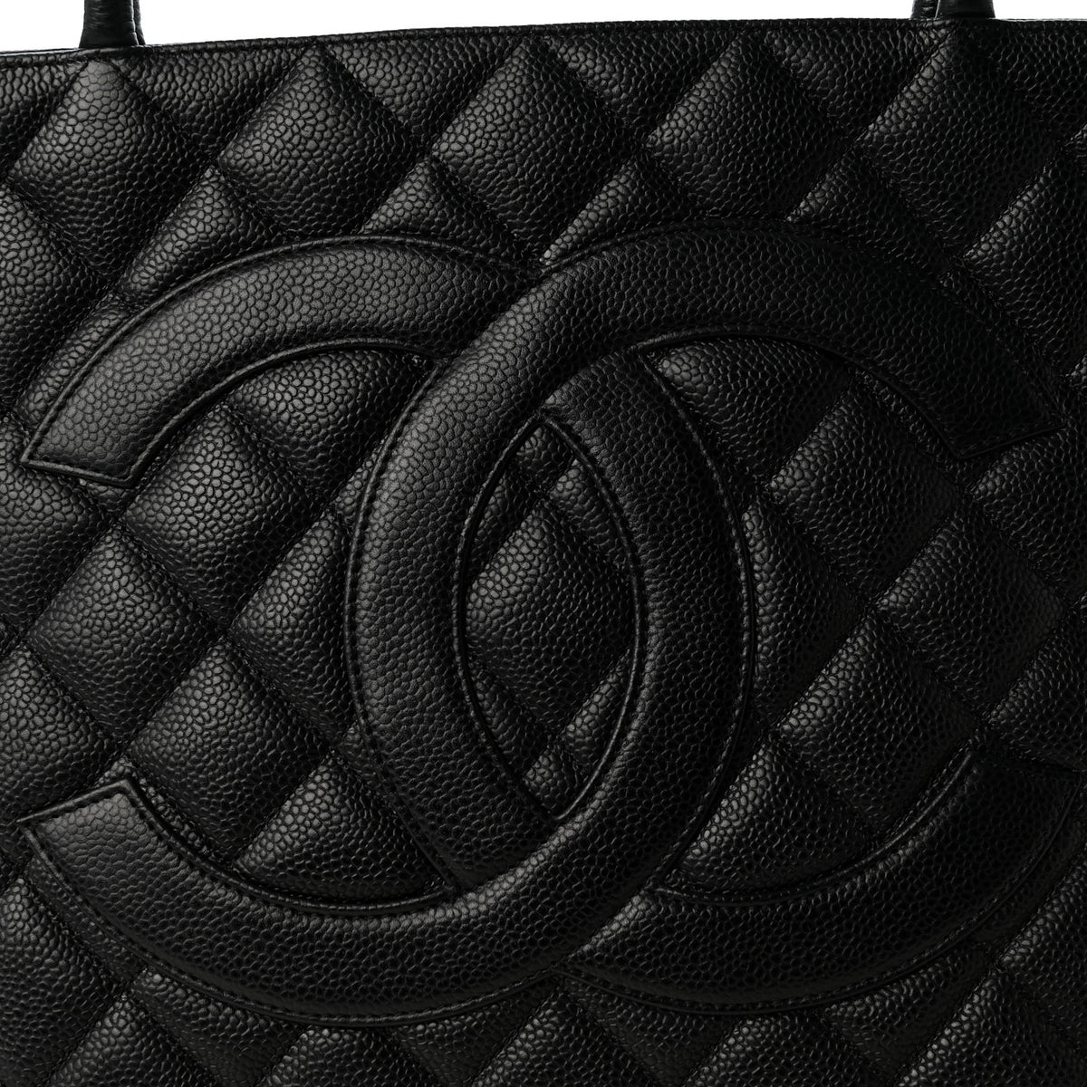 Caviar Quilted Medallion Tote Black