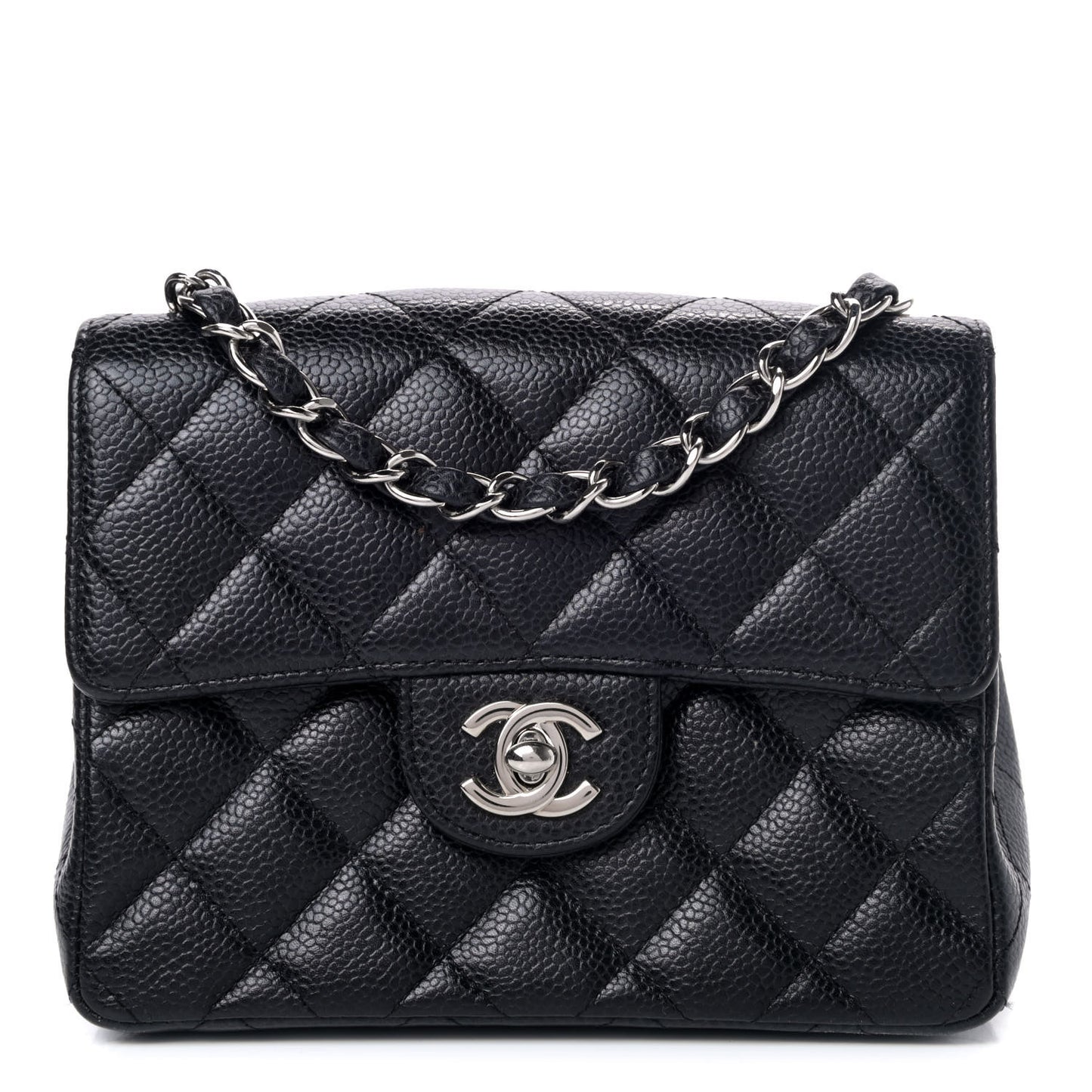 Caviar Quilted Mini Square Flap Black