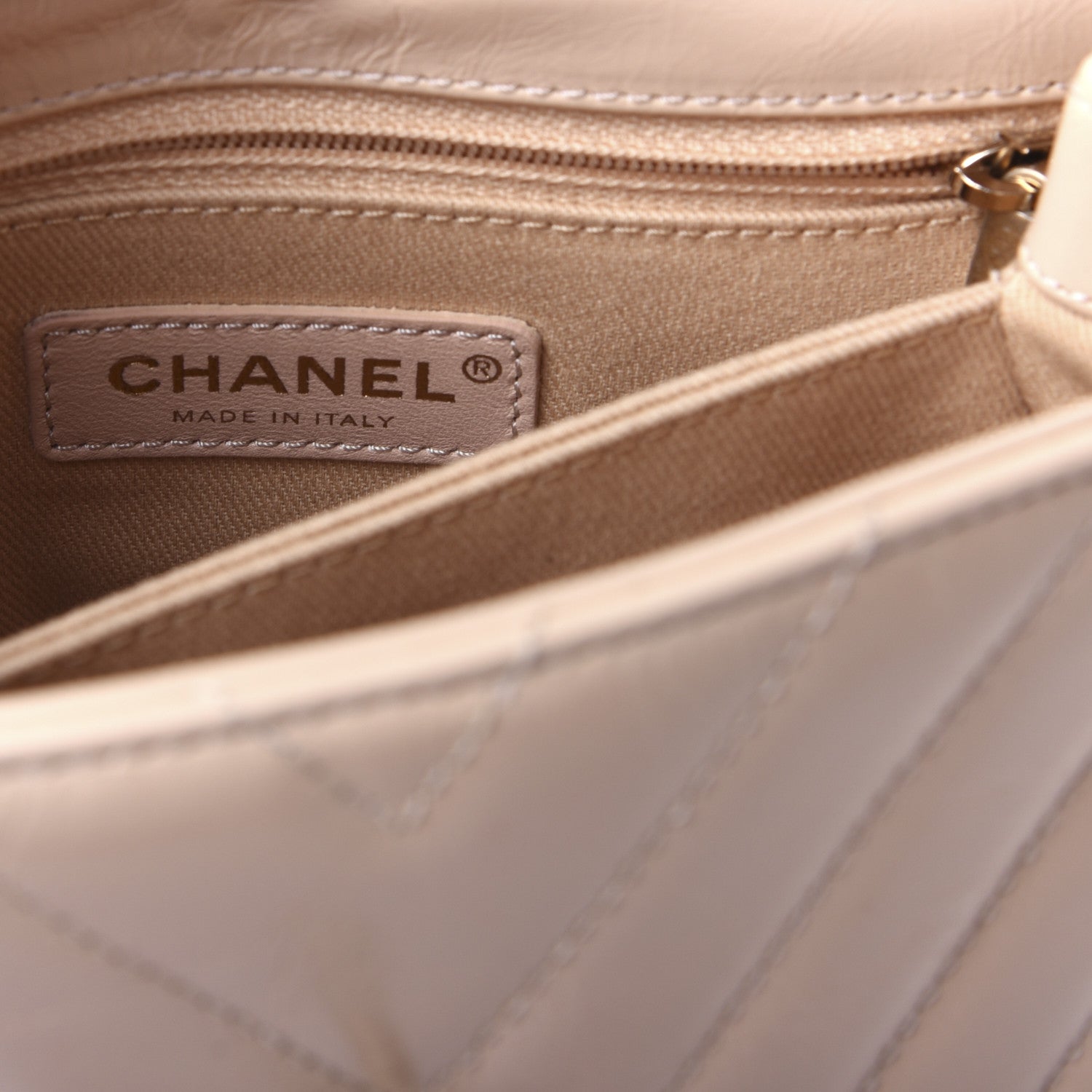 Chanel Calfskin Chevron Quilted Mini Coco Handle Flap Beige 9 of 20