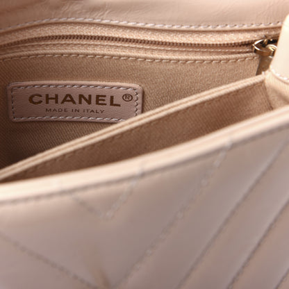 Chanel Calfskin Chevron Quilted Mini Coco Handle Flap Beige 9 of 20