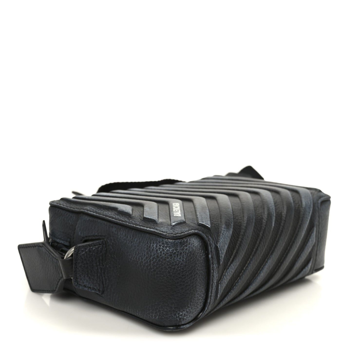 Grained Calfskin Embossed Car Camera Bag Black White Dirt