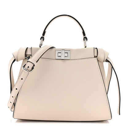Fendi Vitello Seta Shiny Nappa Laces Mini Peekaboo I SEE U Satchel Latte 1 of 11