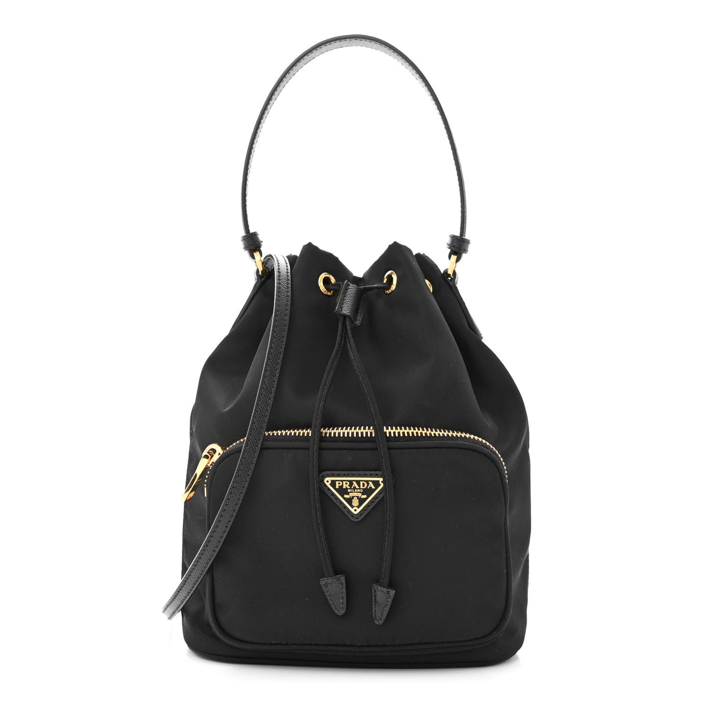 Re-Nylon Duet Drawstring Shoulder Bag Black