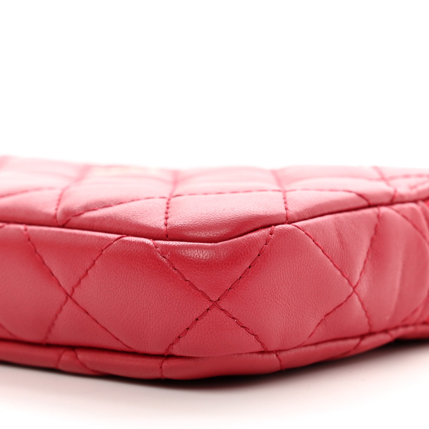 Chanel Lambskin Quilted Small Clutch With Chain Dark Pink 10 of 12