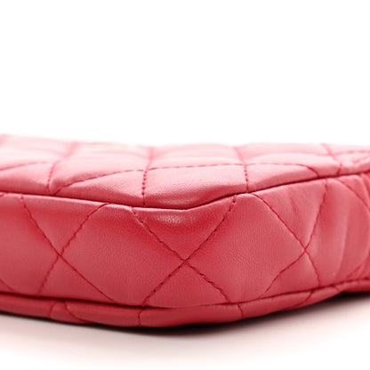 Chanel Lambskin Quilted Small Clutch With Chain Dark Pink 10 of 12