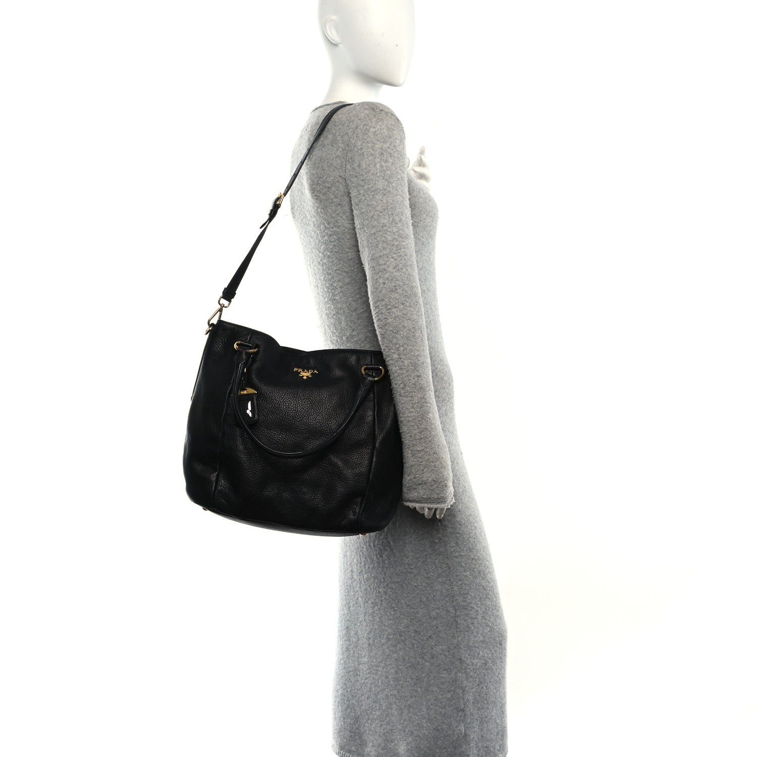 Prada Vitello Daino Shopping Tote Black 2 of 10