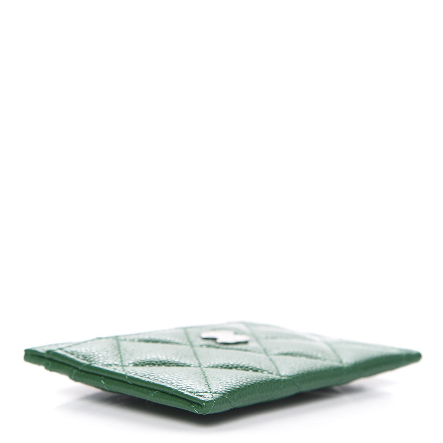 Caviar Quilted Card Holder Green